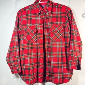 Vtg Pendleton Wool Board Shirt Men XL Tartan Plaid Loop Collar Virgin Wool USA